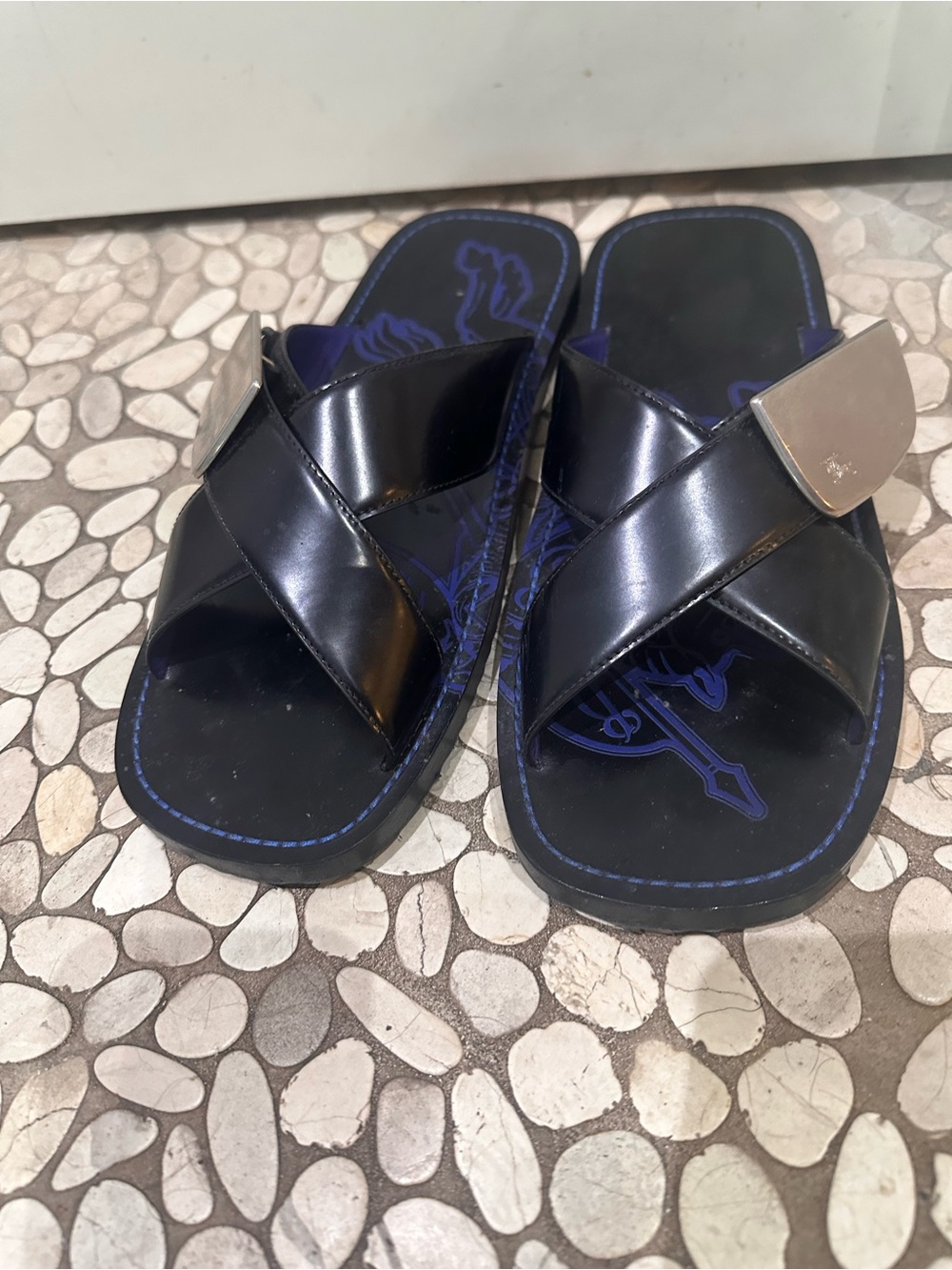 Burberry Strip Shield Leather Slides